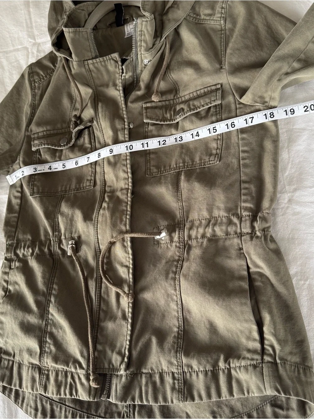 H&M Olive Green Utility Jacket with Drawstring Waist